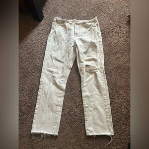 Levi's Women's Off-White wedgie Straight Leg Pants ripped waist size 28x28